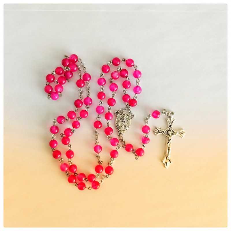 Rosario de ágata fucsia 6 mm