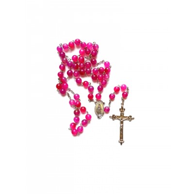 Rosario de ágata fucsia 8 mm