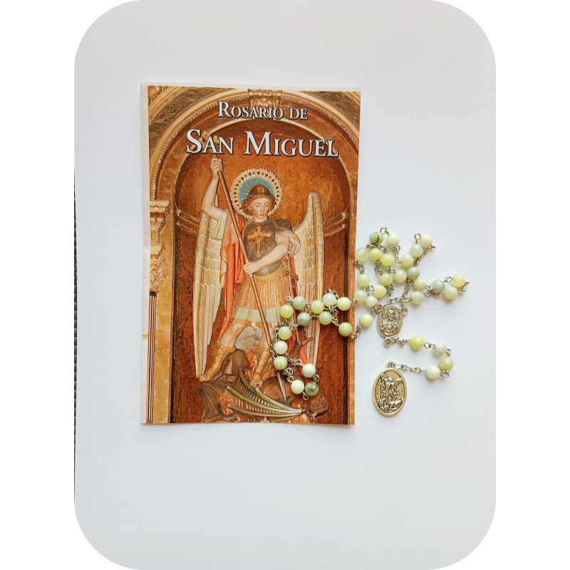 Rosario de San Miguel de jaspe verde 6 mm
