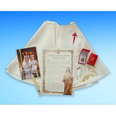 PACK DE CONSAGRACIÓN 2 - Pergamino, libro, cadena esclava, broche, capa, rosario y vela