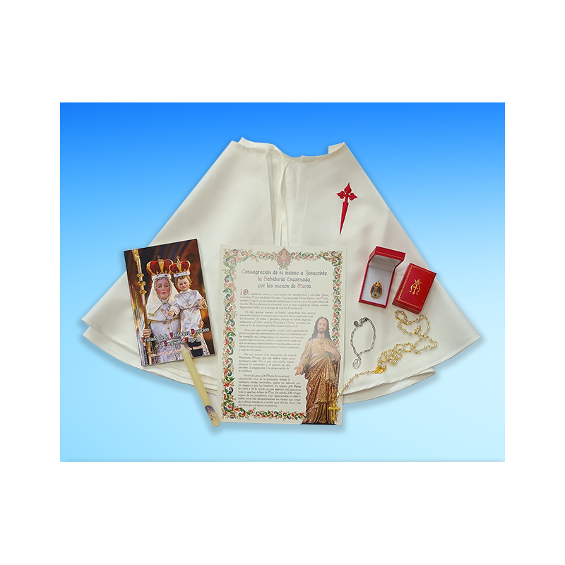 PACK DE CONSAGRACIÓN 2 - Pergamino, libro, cadena esclava, broche, capa, rosario y vela